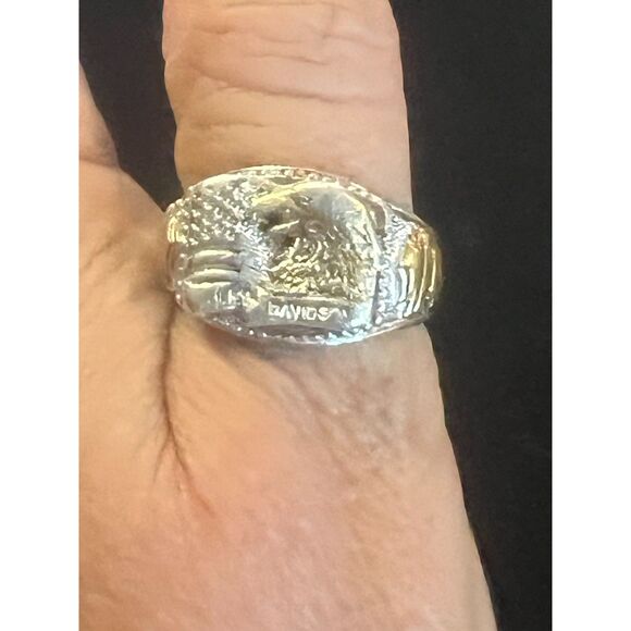 Rare Vintage SS/gold trim Men's Licensed Harley Davidson Eagle Ring SZ 11 - Picture 2 of 6